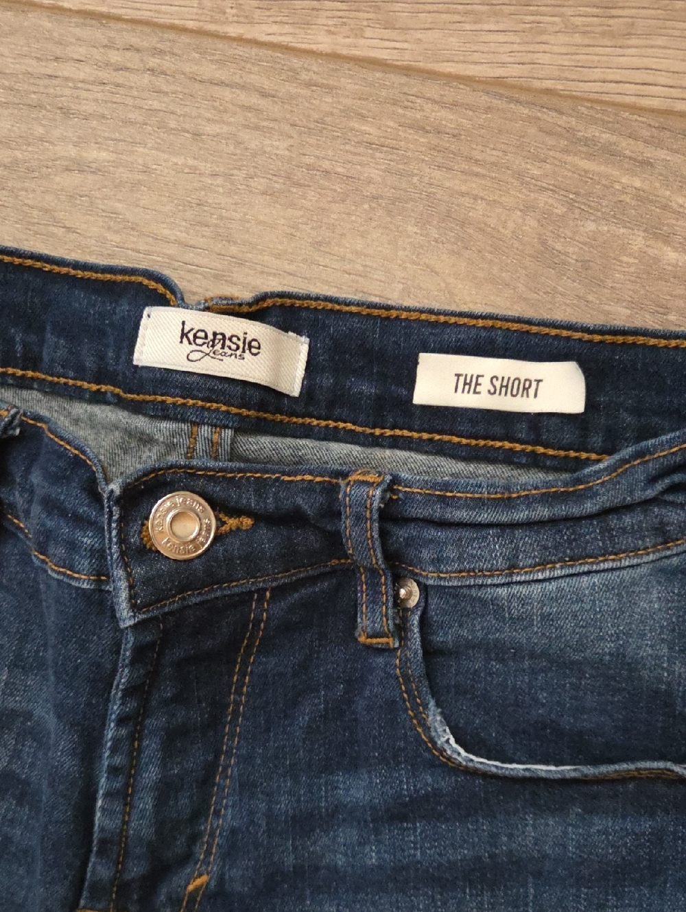 Kensie Dark Wash Distressed Denim Shorts - Picture 4 of 7